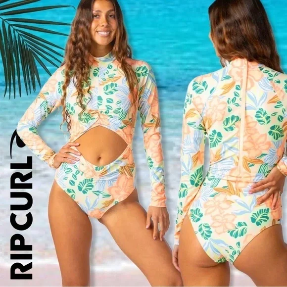 Rip curl Follow The Sun Coral Floral Long Sleeve Surf Suit One Piece Swim S,M,L - Picture 14 of 14
